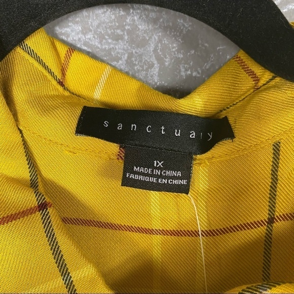 Sanctuary PLAID BOYFRIEND SHIRT yellow pockets - Picture 10 of 12